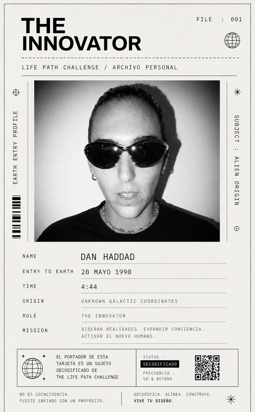 Tarjeta de archivo personal THE INNOVATOR