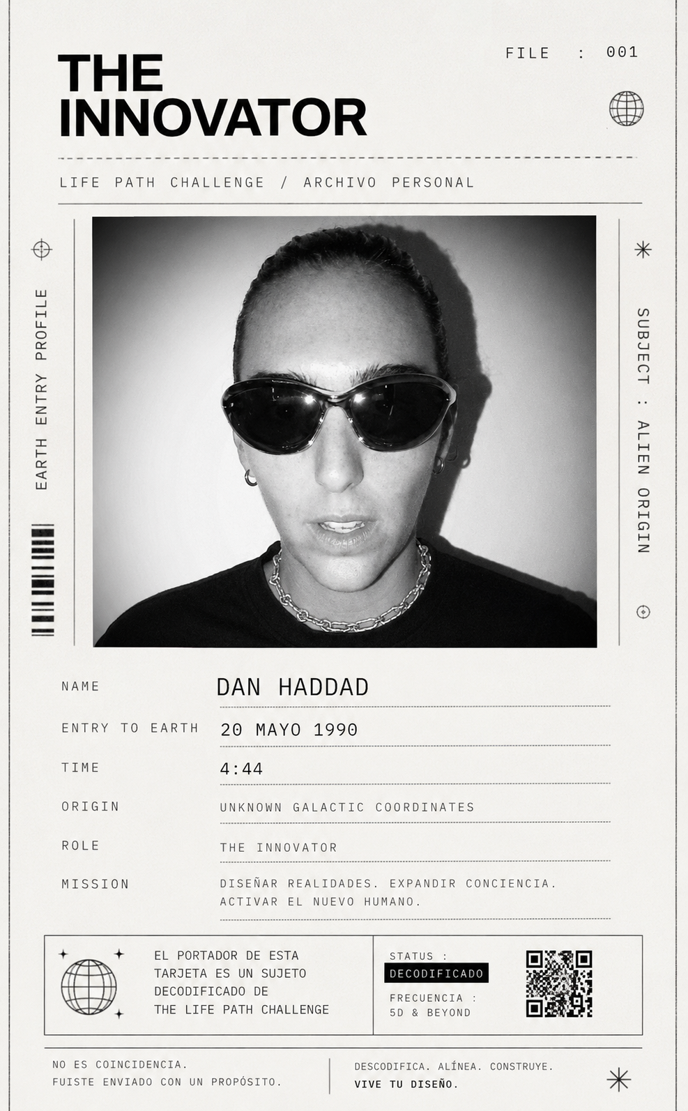 Tarjeta de archivo personal THE INNOVATOR